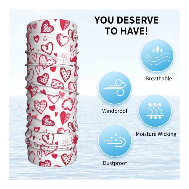 Pink Red Love Hearts Bandana N - Neck Gaiter Face Cover ulasan dan harga