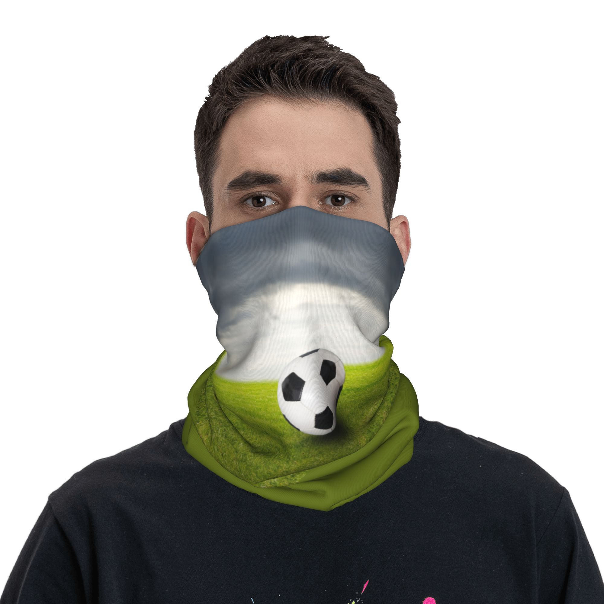 Custom Soccer Ball Lies On the - Neck Gaiter Face Cover ulasan dan harga