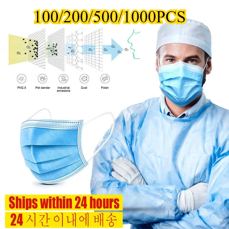 3-Layer Disposable Face Mask-A - Disposable Mask Blue ulasan dan harga